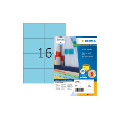 HERMA Farbige Etiketten A4, 105 x 37 mm, blau, 1600 Etiketten HERMA Farbige Etiketten A4, 105 x 37 mm, blau, 1600 Etiketten