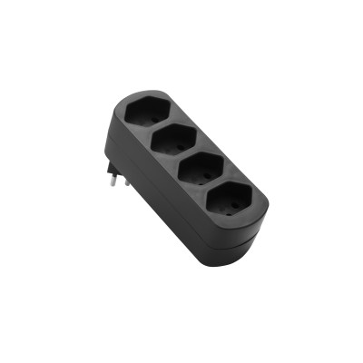 Schönenberger Abzweigstecker MOVE 4xT13 schwarz 270° drehbar (offen)