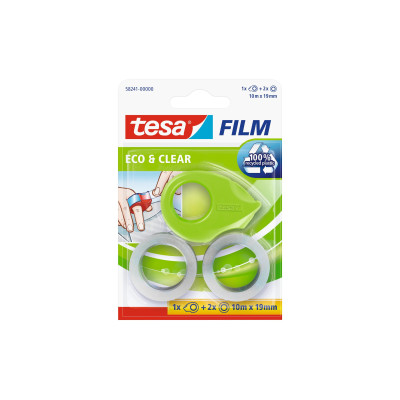 tesa Abroller Eco&Clear 19 mm x 10 m, Grün/Transparent