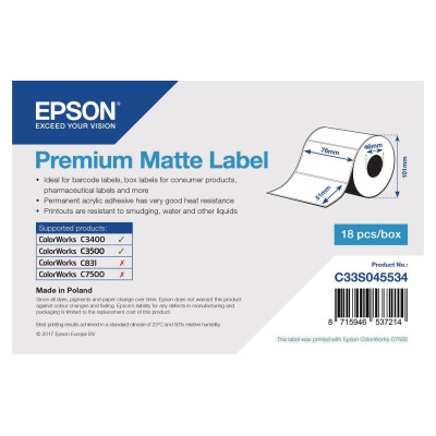 Epson Etikettenrolle Premium 76 x 51 mm