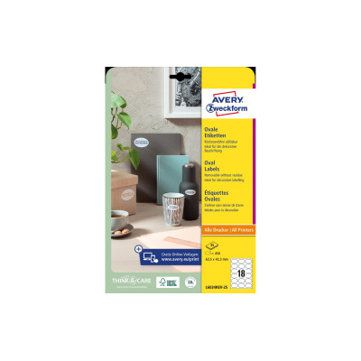 Avery Zweckform Runde Etiketten L6024REV-25 63.5 x 42.3 mm Avery Zweckform Runde Etiketten L6024REV-25 63.5 x 42.3 mm