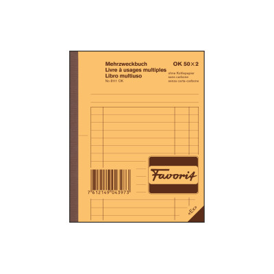 Favorit Durchschreibeblock 113 x 144 mm Mehrzweckbuch, Blau/Weiss