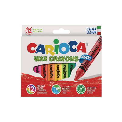 Carioca Wachsmalstifte Maxi Wax 12 Stück, Mehrfarbig