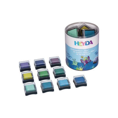 Heyda Stempelkissen Set Aqua Mehrfarbig, 10 Stück