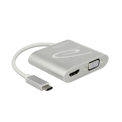 Delock 2-Port Signalsplitter USB-C - 1xHDMI & 1xVGA