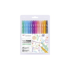 Tombow Faserschreiber TwinTone Pastels 0.8 mm;0.3 mm, Mehrfarbig