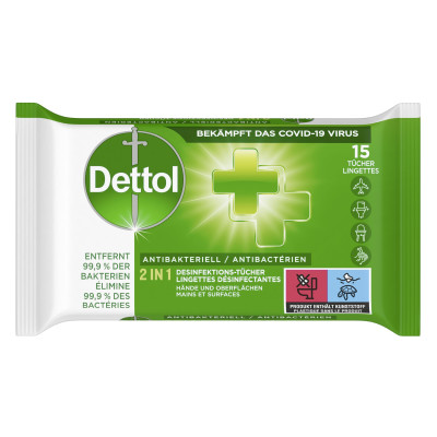 Dettol Desinfektionstücher 2 in 1 15 Stück