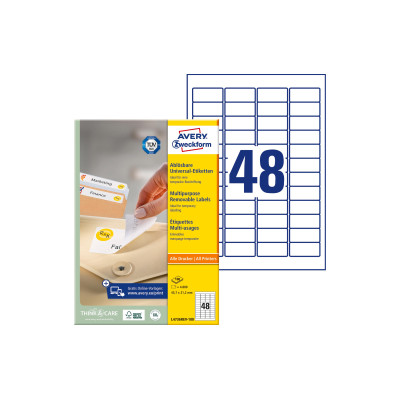 Avery Zweckform Universal-Etiketten L4736REV-100 45.7 x 21.2 mm Avery Zweckform Universal-Etiketten L4736REV-100 45.7 x 21.2 mm