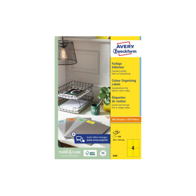 Avery Zweckform Universal-Etiketten 3459 105 x 148 mm, Gelb Avery Zweckform Universal-Etiketten 3459 105 x 148 mm, Gelb