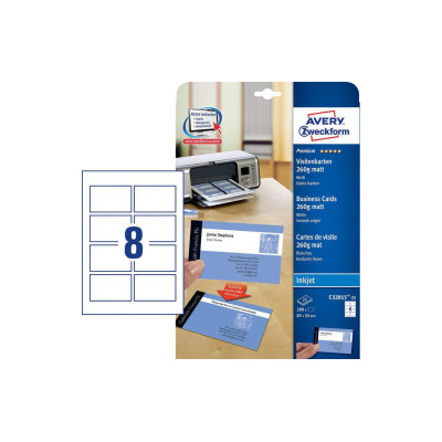 Avery Zweckform Visitenkarten-Etiketten Inkjet 85 x 54 mm 200 Stück