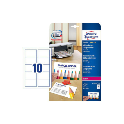 Avery Zweckform Visitenkarten-Etiketten 85 x 54 mm, 270 g/m² 250 Stück