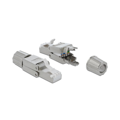 Delock Stecker RJ45 Cat.6 1 Stück, Grau, geschirmt, werkzeugfrei